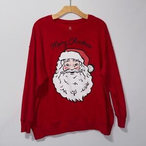 Holiday Time Red Merry Christmas Santa Sweatshirt unisex size XXL